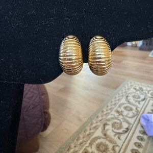Monet Gold Textured Clip-On Earrings